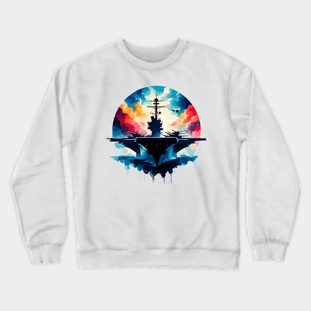 Aircraft carrier Crewneck Sweatshirt by Vehicles-Art